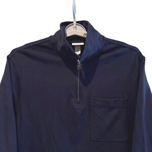 H&M Mens XL Navy Blue 100% Cotton Quarter Zip Pullover Regular Fit 12093519